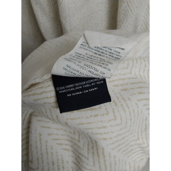 Tommy Hilfiger Standard shower curtain art geo pattern deco white & tan 72"x72" - Picture 4 of 7